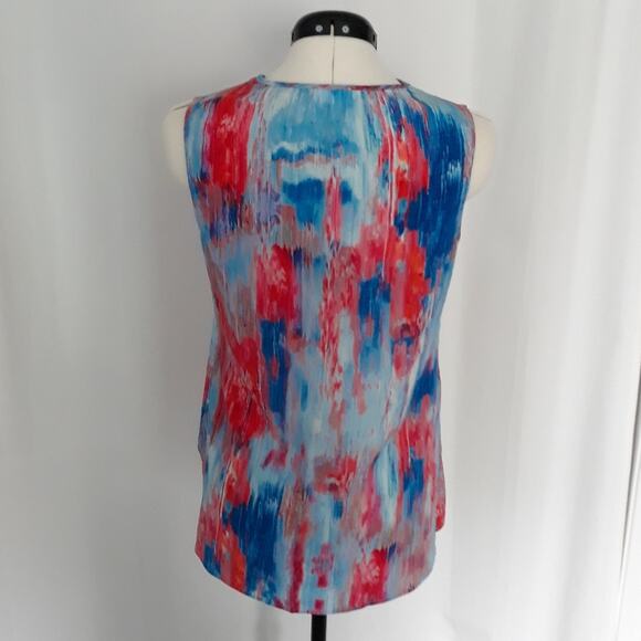 ecru Sleeveless Multicolor Silk Keyhole Camisole S - Picture 8 of 10